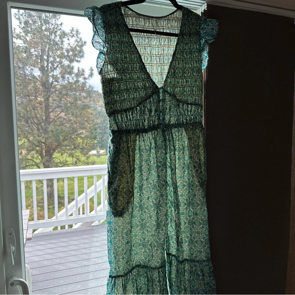 Anthropologie Floral V-Neck Midi Dress size Med - Picture 8 of 11